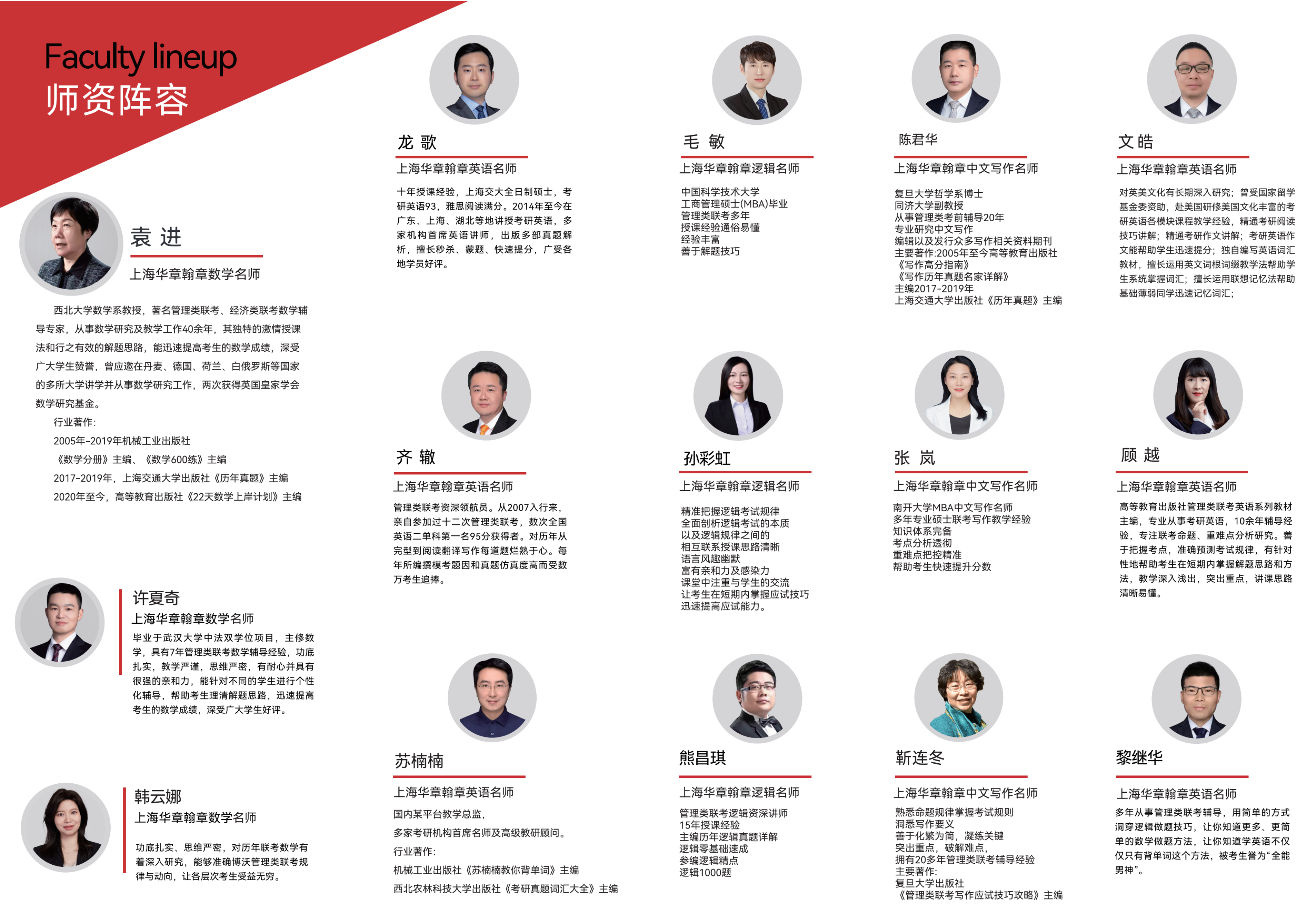 华章翰章考研辅导师资团队 华章翰章考研辅导师资团队