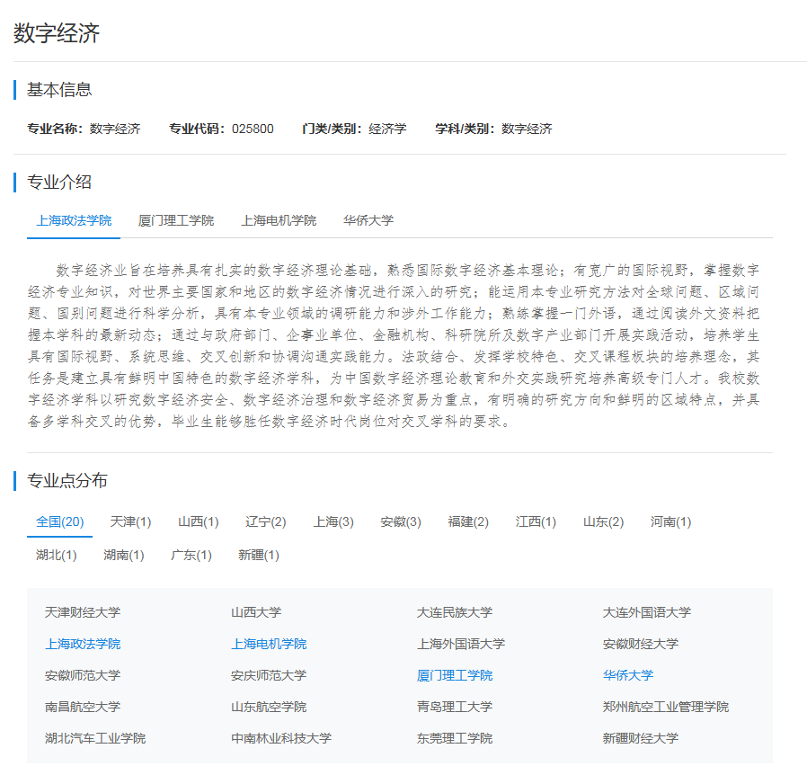 数字经济专业硕士院校汇总