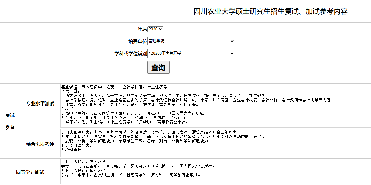四川大学2026考研工商管理复试参考书